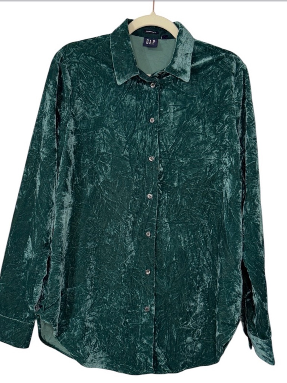 GAP Teal Crushed Velvet Boyfriend Shirt